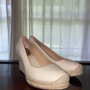 9 1/2 J.Crew Factory Cream Canvas Espadrille Wedges